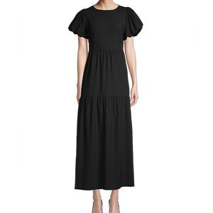 Black Maxi Dress with Puff Sleeve